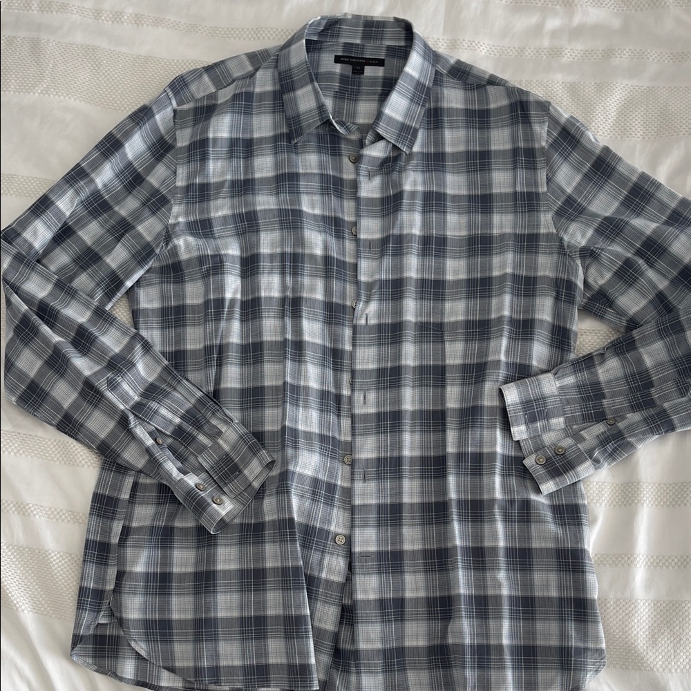 John Varvatos Men's Blue Plaid Shirt size XL